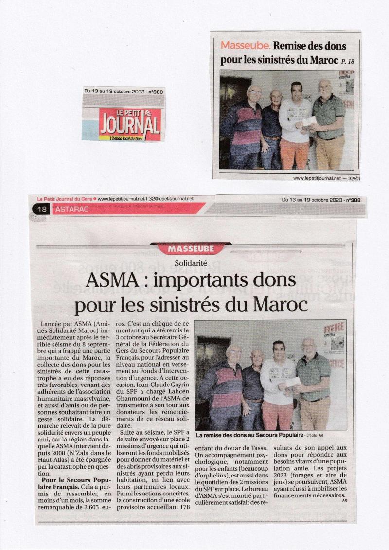 Asma remise des dons au spf32 le petit journal 13 10 2023 jpg